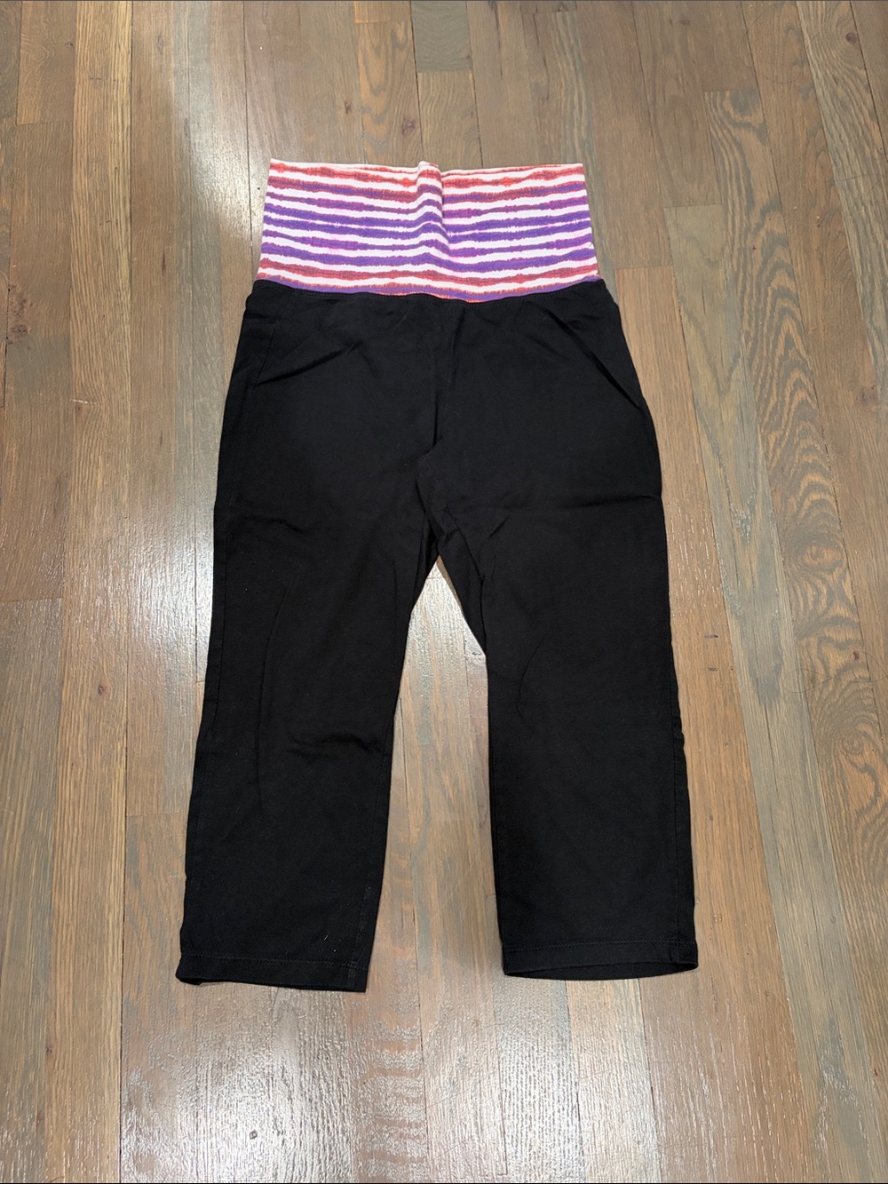 Black Capri Pants with Fold-Over Waistband